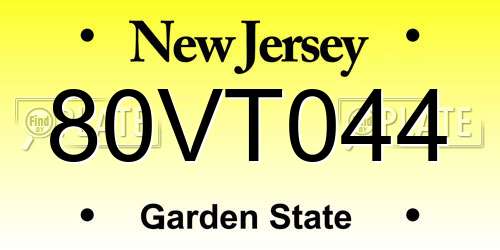 80VT044 New Jersey License Plate