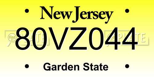 80VZ044 New Jersey License Plate