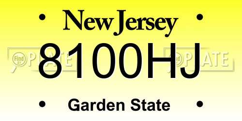 8100HJ New Jersey License Plate