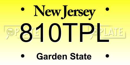 810TPL New Jersey License Plate