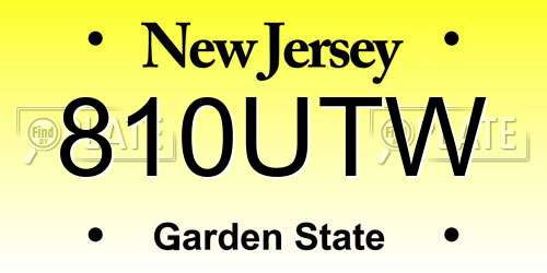 810UTW New Jersey License Plate