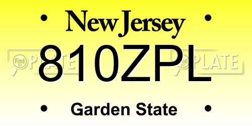 810ZPL New Jersey License Plate