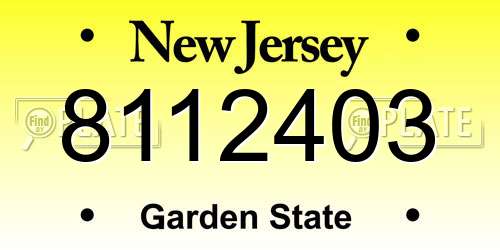 8112403 New Jersey License Plate