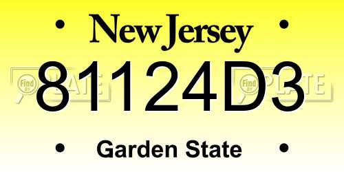 81124D3 New Jersey License Plate