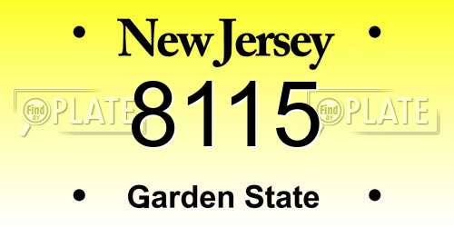 8115 New Jersey License Plate