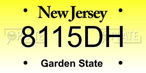 8115DH New Jersey License Plate