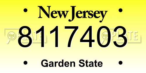 8117403 New Jersey License Plate