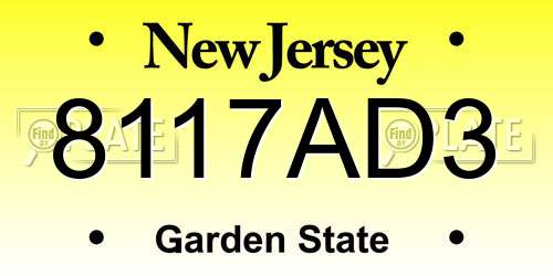 8117AD3 New Jersey License Plate