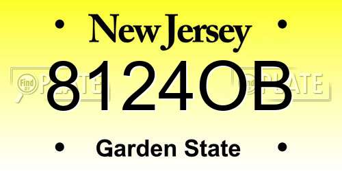 8124OB New Jersey License Plate