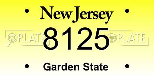 8125 New Jersey License Plate