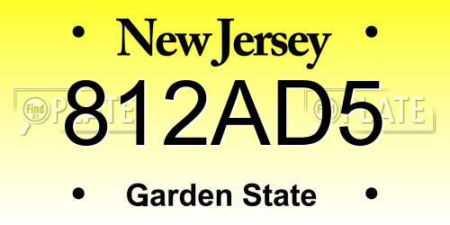 812AD5 New Jersey License Plate