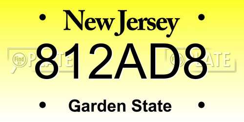 812AD8 New Jersey License Plate