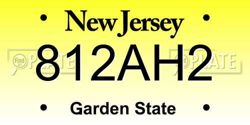 812AH2 New Jersey License Plate