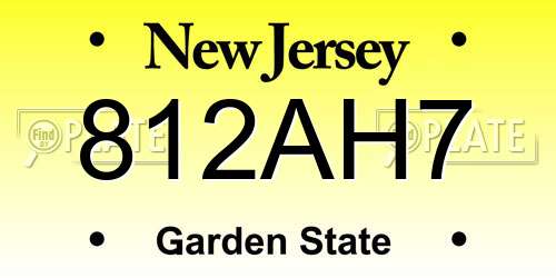 812AH7 New Jersey License Plate