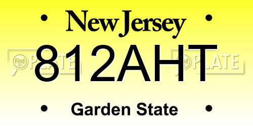 812AHT New Jersey License Plate