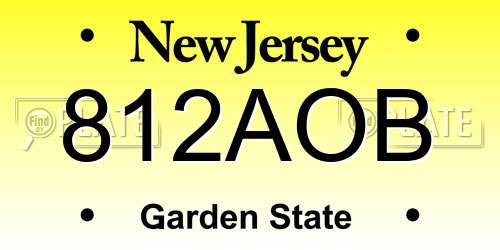 812AOB New Jersey License Plate