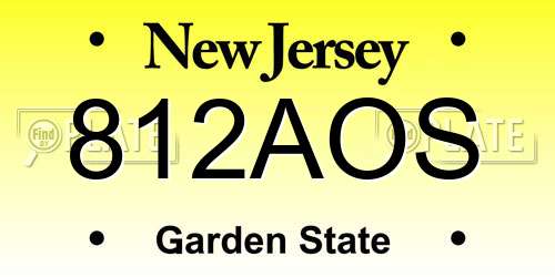 812AOS New Jersey License Plate