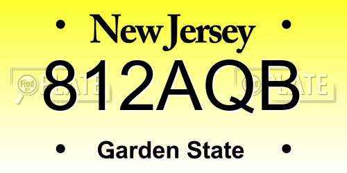 812AQB New Jersey License Plate