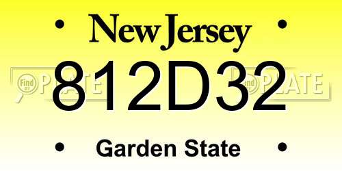 812D32 New Jersey License Plate