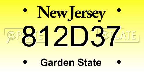 812D37 New Jersey License Plate