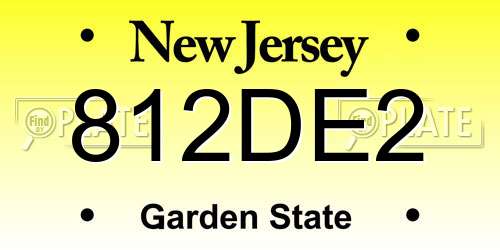 812DE2 New Jersey License Plate