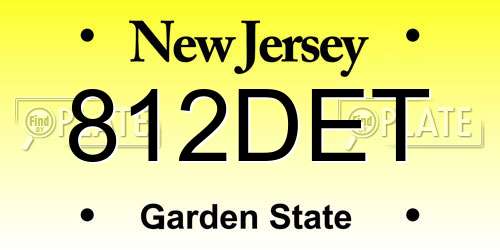 812DET New Jersey License Plate
