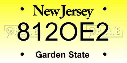 812OE2 New Jersey License Plate
