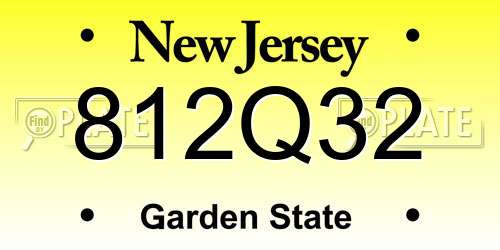 812Q32 New Jersey License Plate