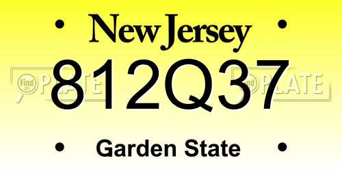 812Q37 New Jersey License Plate