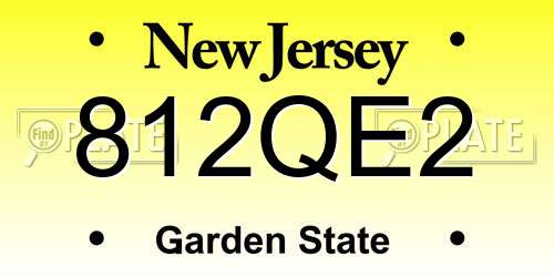 812QE2 New Jersey License Plate
