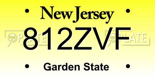812ZVF New Jersey License Plate