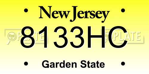 8133HC New Jersey License Plate