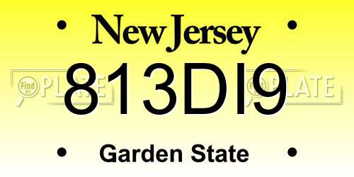 813DI9 New Jersey License Plate