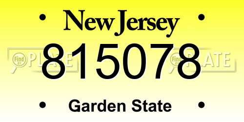 815078 New Jersey License Plate