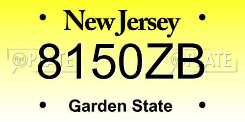 8150ZB New Jersey License Plate