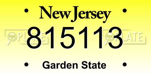 815113 New Jersey License Plate