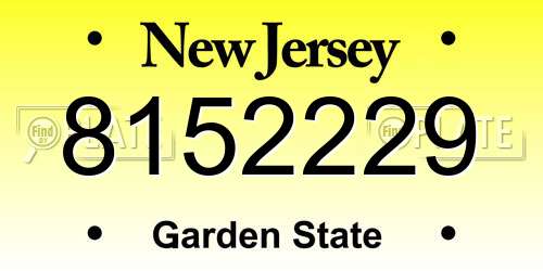 8152229 New Jersey License Plate