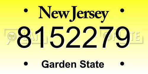 8152279 New Jersey License Plate