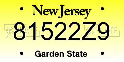 81522Z9 New Jersey License Plate