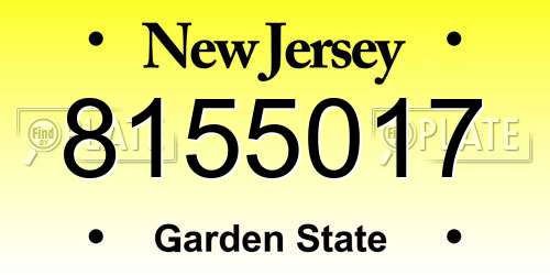 8155017 New Jersey License Plate