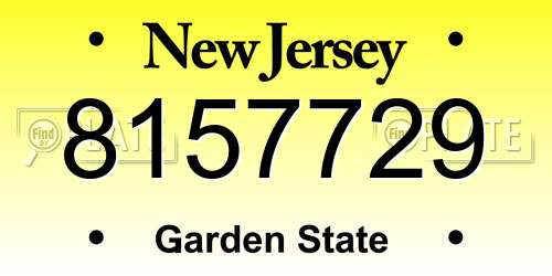 8157729 New Jersey License Plate
