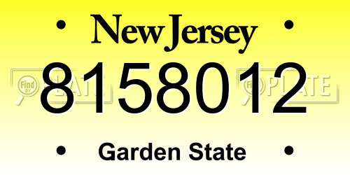 8158012 New Jersey License Plate