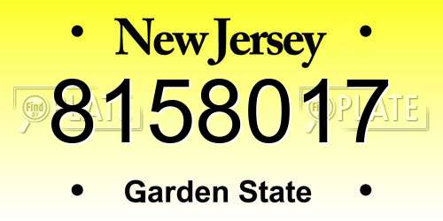 8158017 New Jersey License Plate