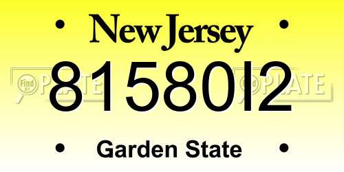 81580I2 New Jersey License Plate