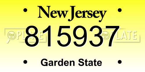 815937 New Jersey License Plate