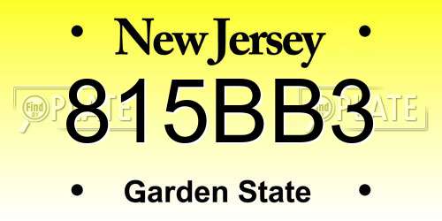 815BB3 New Jersey License Plate