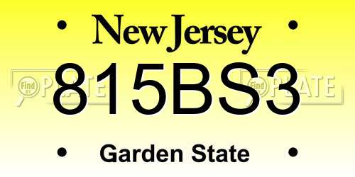 815BS3 New Jersey License Plate