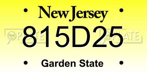 815D25 New Jersey License Plate