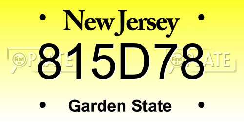 815D78 New Jersey License Plate