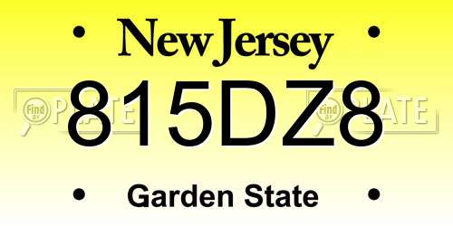 815DZ8 New Jersey License Plate